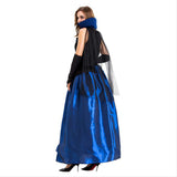 Halloween Vestido Azul Palacio de Hechicera Vestido de Reina o Vampiro de Fiesta para Adultos Femenino