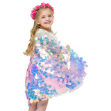 Capa de Sirena con Cuentas Brillantes de Lentejuelas Capa de Princesa para Niñas