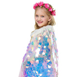 Capa de Sirena con Cuentas Brillantes de Lentejuelas Capa de Princesa para Niñas