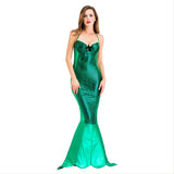 Halloween Cosplay Traje de Sirena Romático Vestido Verde Sexy para Adultos Femenino