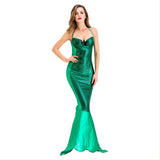 Halloween Cosplay Traje de Sirena Romático Vestido Verde Sexy para Adultos Femenino