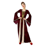 Halloween Renacimiento Retro Vestido Largo con Cuello Cuadrado y Manga Acampanada Vestido para Adultos Femenino