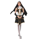 Halloween Sexy Monja Cosplay Disfraz Traje de Escenario para Adultos Femenino