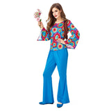 Halloween Retro Los Años 70 Hippie Disfraz Halloween Traje Conjunto para Adultos Femenino