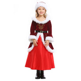 Santa Claus Vestido Rojo de Manga Larga de Navidad para Niñas