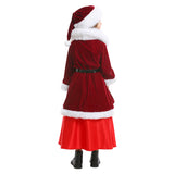 Santa Claus Vestido Rojo de Manga Larga de Navidad para Niñas