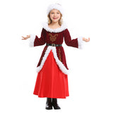 Santa Claus Vestido Rojo de Manga Larga de Navidad para Niñas