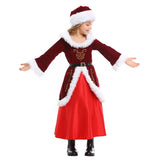 Santa Claus Vestido Rojo de Manga Larga de Navidad para Niñas