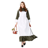 Halloween Disfraz Vestido Largo Tradicional de Criada Cosplay de Fiesta para Adultos Femenino