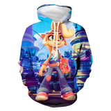 Crash Bandicoot Cosplay Sudadera Casual de Manga Larga Sudadera con Capucha Unisex