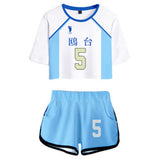 Haikyuu!! Korai Hoshiumi Cosplay Top y Pantalones Cortos 2 Piezas de Verano Ropa Casual para Femenino
