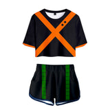 My Hero Academia Top y Pantalones Cortos Bakugou Katsuki Cosplay Camiseta y Shorts 2 Piezas para Niños