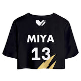 Haikyuu!! Atsumu Miya MSBY Black Jackal Cosplay Top y Pantalones Cortos Ropa de Verano 2 Piezas para Femenino