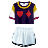 HUNTER×HUNTER Hisoka Cosplay Top y Pantalones Cortos 2 Piezas Ropa de Verano para Femenino