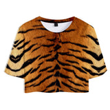 Top y Pantalones Cortos Estampado de Rayas de Tigre Ropa Casual de Verano 2 Piezas para Femenino
