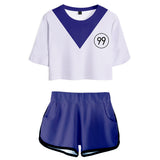 HUNTER×HUNTER Killua Zoldyck Cosplay Top y Pantalones Cortos Ropa de Verano 2 Piezas para Femenino