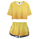 Demon Slayer: Kimetsu no Yaiba Agatsuma Zenitsu Cosplay Ropa de Verano 2 Piezas Top y Pantalones Cortos para Femenino