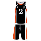 Haikyuu!! Karasuno Escuela Secundaria Club de Voleibol Cosplay Chaleco y Pantalones Cortos de Verano Ropa 2 Piezas para Masculino