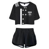 Danganronpa V3: Killing Harmony Saihara Shuichi Cosplay Top y Pantalones Cortos 2 Piezas Ropa Casual para Femenino