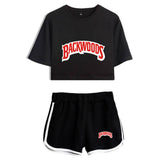 Top y Pantalones Cortos con Impreso de Backwoods Ropa Casual de Verano 2 Piezas para Femenino