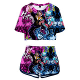 JoJo's Bizarre Adventure Cosplay Top y Pants Cortos Impreso de Higashikata Josuke Ropa de 2 Piezas para Femenino