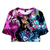 JoJo's Bizarre Adventure Cosplay Top y Pants Cortos Impreso de Higashikata Josuke Ropa de 2 Piezas para Femenino