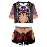 Juego Genshin Impact Arataki Itto Cosplay Pantalón 3D Impreso Casual Deportivo Conjunto Traje