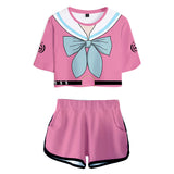 Danganronpa V3: Killing Harmony Miu Iruma Cosplay Top y Pantalones Cortos 2 Piezas Ropa Casual de Verano para Femenino