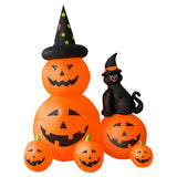 Halloween Gato Negro y Calabaza Hinchable Decoración Familiar Jack-o-Lantern Decoración Inflable para Fiesta Al Aire Libre