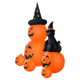 Halloween Gato Negro y Calabaza Hinchable Decoración Familiar Jack-o-Lantern Decoración Inflable para Fiesta Al Aire Libre
