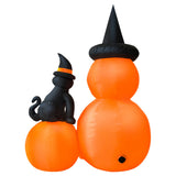Halloween Gato Negro y Calabaza Hinchable Decoración Familiar Jack-o-Lantern Decoración Inflable para Fiesta Al Aire Libre