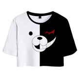 Danganronpa Monokuma Cosplay Top y Pantalones Cortos Ropa Casual de Verano 2 Piezas para Femenino