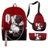 3 Piezas Danganronpa Conjunto de Mochila Bolsa de Escuela para Estudiantes Regalo para Fanes de Juego Mochila de Viaje