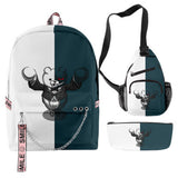 3 Piezas Danganronpa Conjunto de Mochila Bolsa de Escuela para Estudiantes Regalo para Fanes de Juego Mochila de Viaje