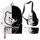 3 Piezas Danganronpa Conjunto de Mochila Bolsa de Escuela para Estudiantes Regalo para Fanes de Juego Mochila de Viaje