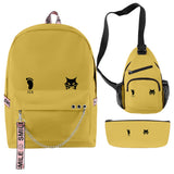 3 Piezas Haikyuu!! Conjunto de Mochila MSBY Black Jackal Bolsa para Estudiantes Regalo para Fanes de Anime Mochila de Viaje
