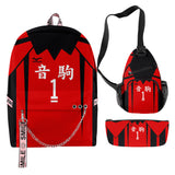 3 Piezas Haikyuu!! Conjunto de Mochila Nekoma Escuela Secundaria Bola para Estudiantes Regalo para Fanes de Anime Mochila de Viaje