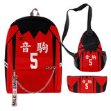 3 Piezas Haikyuu!! Conjunto de Mochila Nekoma Escuela Secundaria Bola para Estudiantes Regalo para Fanes de Anime Mochila de Viaje