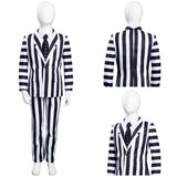 Película Beetlejuice Horrible A rayas Uniforme Niños Cosplay Disfraz Halloween Carnaval Traje Per.