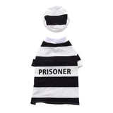 Mascota Disfraz de Prisionero Halloween Carnaval Cosplay con Sombrero