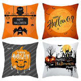 4 juegos de dibujos animados cabeza de calabaza Halloween abrazos funda de almohada piel de melocotón funda de almohada sofá de oficina