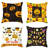 4 juegos de dibujos animados cabeza de calabaza Halloween abrazos funda de almohada piel de melocotón funda de almohada sofá de oficina