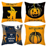 4 juegos de dibujos animados cabeza de calabaza Halloween abrazos funda de almohada piel de melocotón funda de almohada sofá de oficina