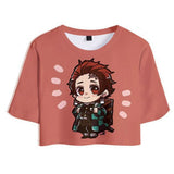 Demon Slayer: Kimetsu no Yaiba Cosplay Top y Pantalones Cortos Kamado Tanjirou Ropa Casual de Verano 2 Piezas para Femenino
