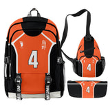 3 Piezas Haikyuu!! Conjunto de Mochila Karasuno Bolsa para Estudiantes de Escuela Secundaria Regalo de Fans de Anime Mochila de Viaje