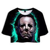 Película Halloween Top y Pantalones Cortos Michael Myers Ropa Casual de Verano 2 Piezas para Femenino
