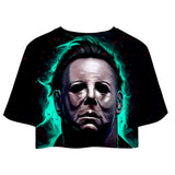 Película Halloween Top y Pantalones Cortos Michael Myers Ropa Casual de Verano 2 Piezas para Femenino