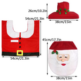 3 Piezas / Conjunto Christmas Navidad Santa Cubierta de Asiento de Inodoro Alfombra de Baño Antideslizante Decoración Navideña Para Hogar