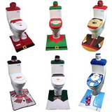 3 Piezas / Conjunto Christmas Navidad Santa Cubierta de Asiento de Inodoro Alfombra de Baño Antideslizante Decoración Navideña Para Hogar