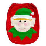 3 Piezas / Conjunto Christmas Navidad Santa Cubierta de Asiento de Inodoro Alfombra de Baño Antideslizante Decoración Navideña Para Hogar